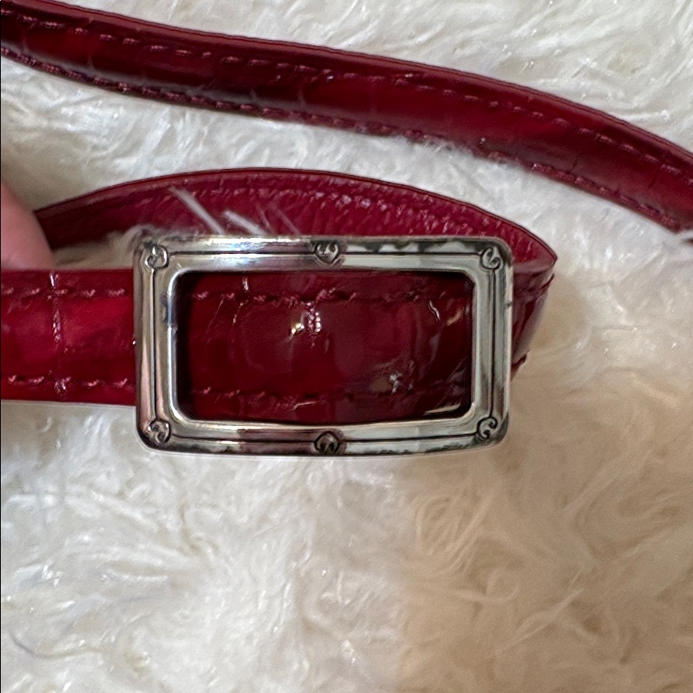 Brighton Bria Croc Embossed Red Patent Leather Crossbody Messenger Bag - Picture 6 of 13